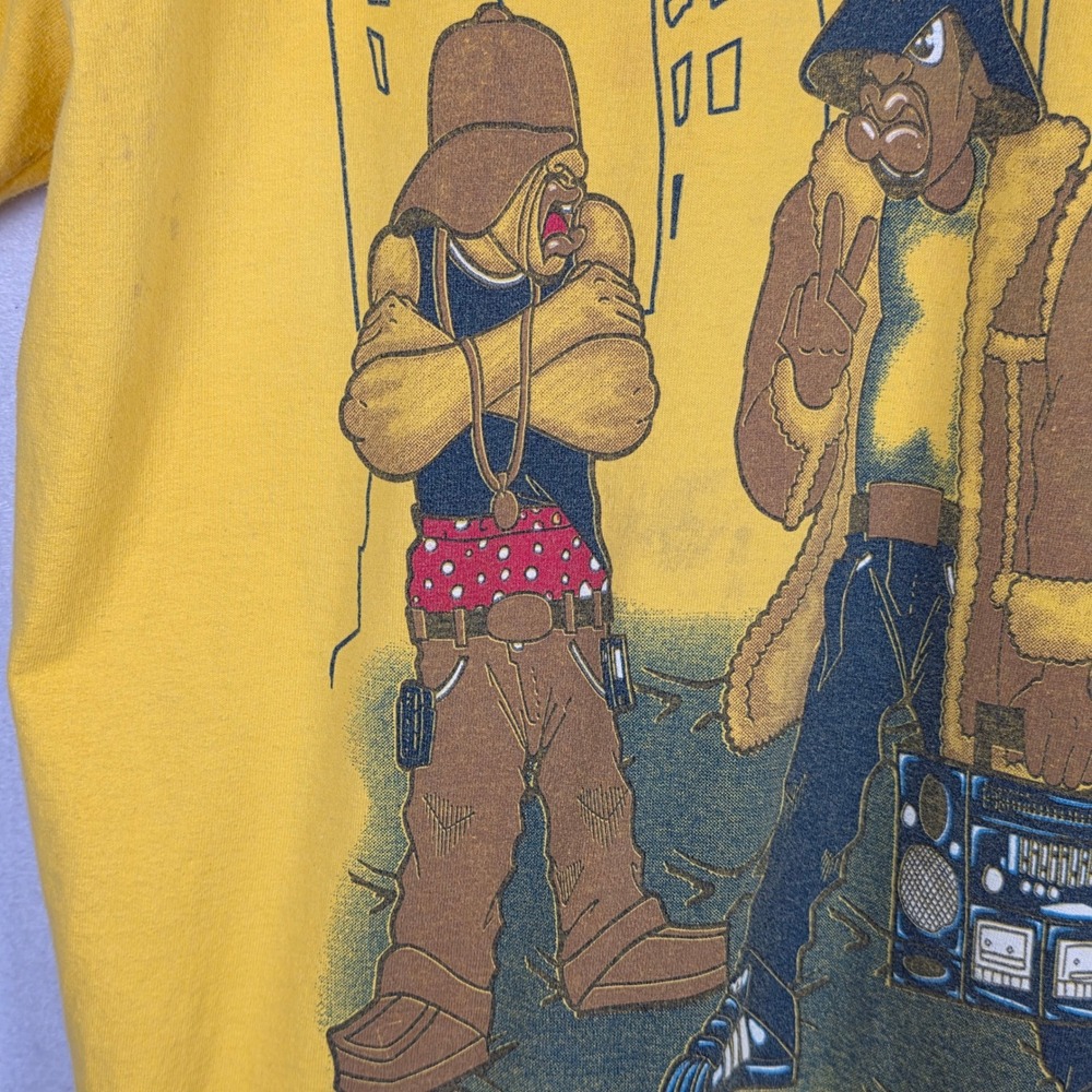 VTG TND Tornado Activewear Mens T Shirt XL Yellow Hip Hop Graphic 2000s Y2K Rare - Picture 5 of 16